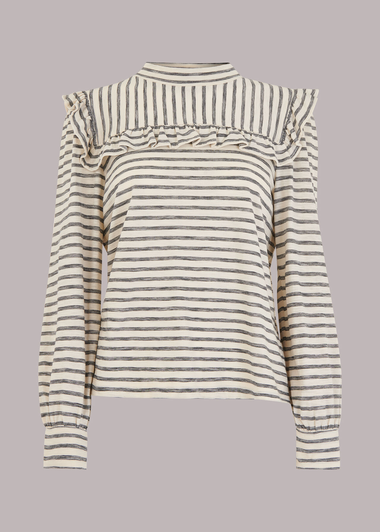 Stripe Yoke Frill Detail Top