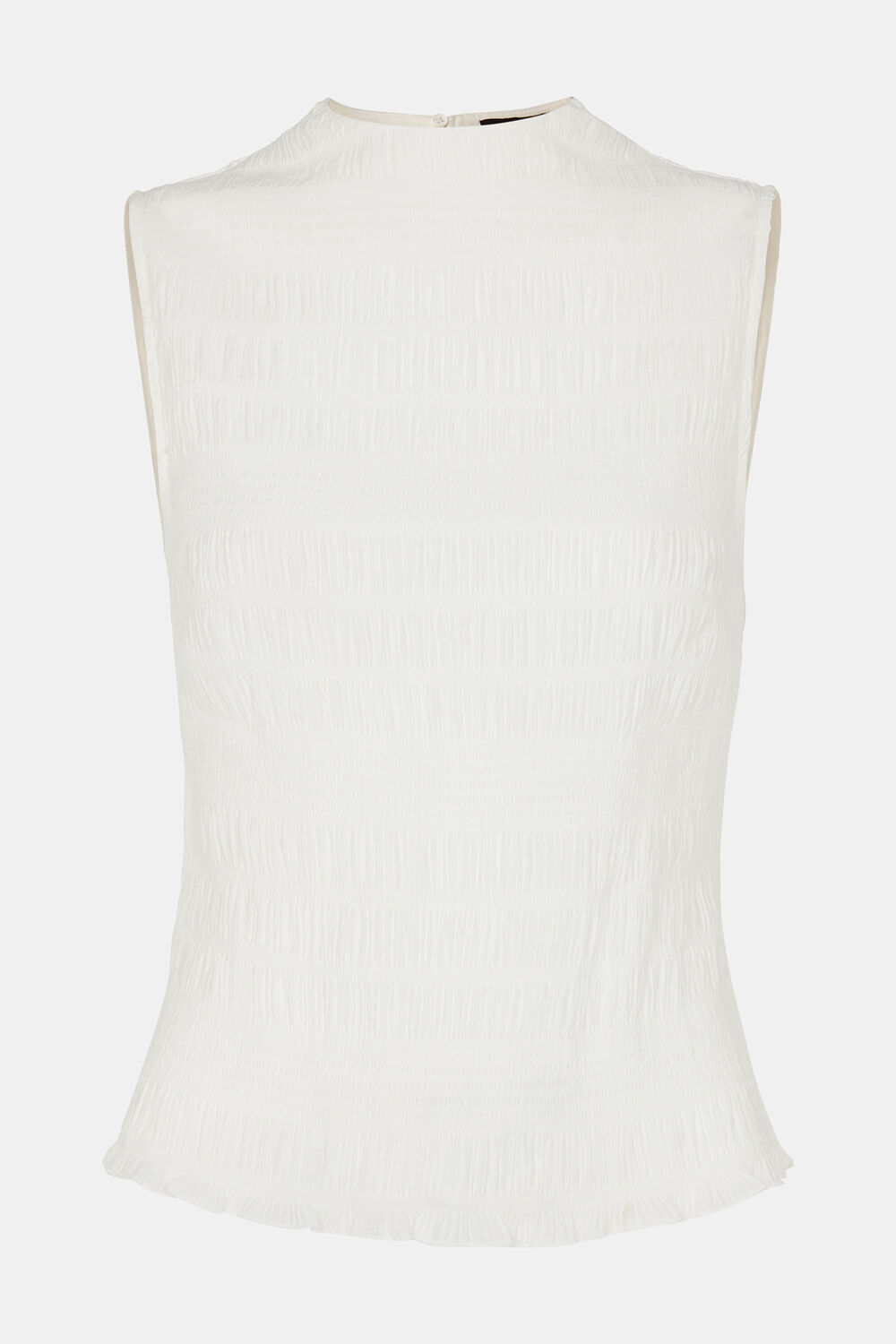 White Plisse Sleeveless Top