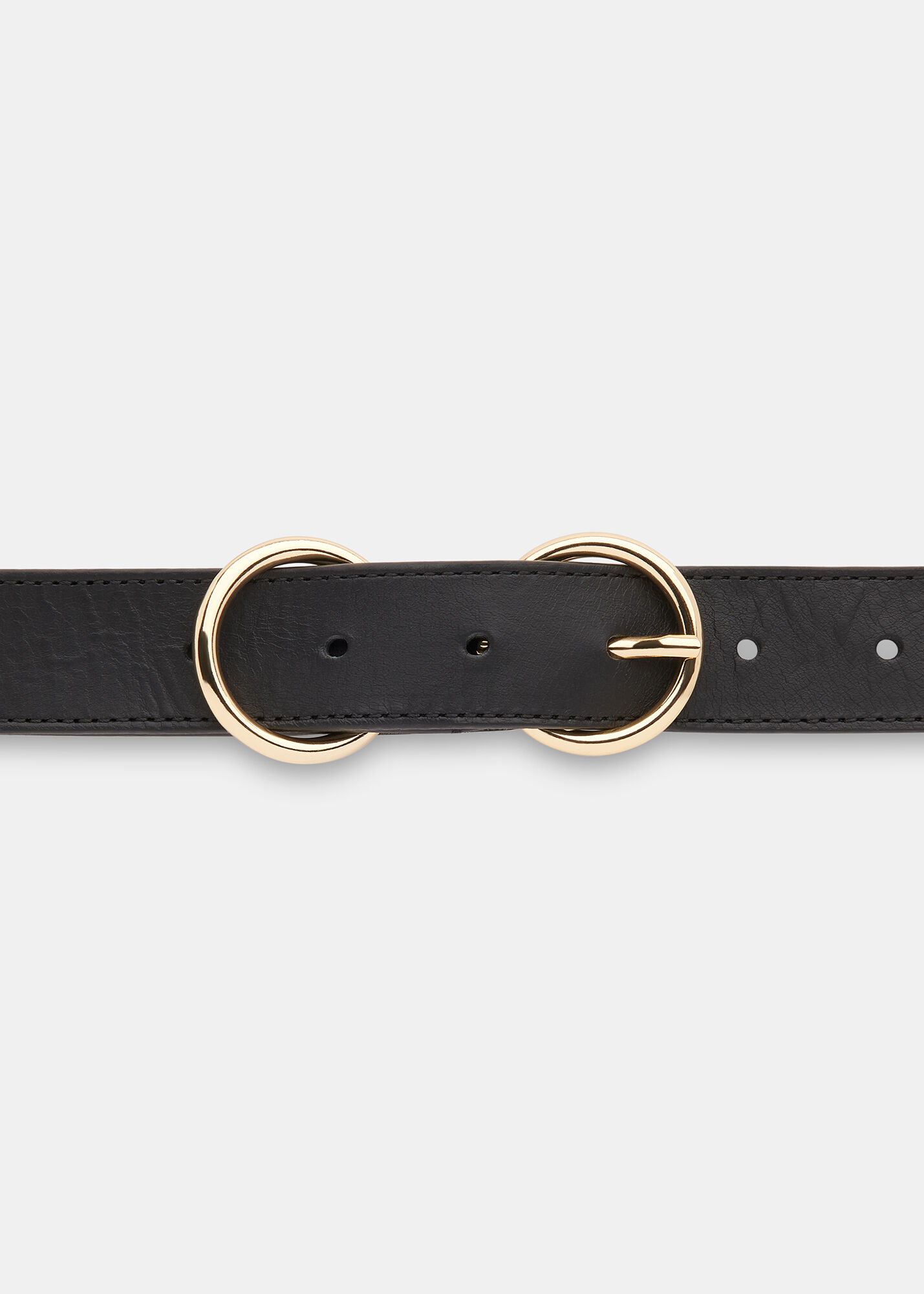 Black Double Ring Buckle Belt WHISTLES Whistles UK