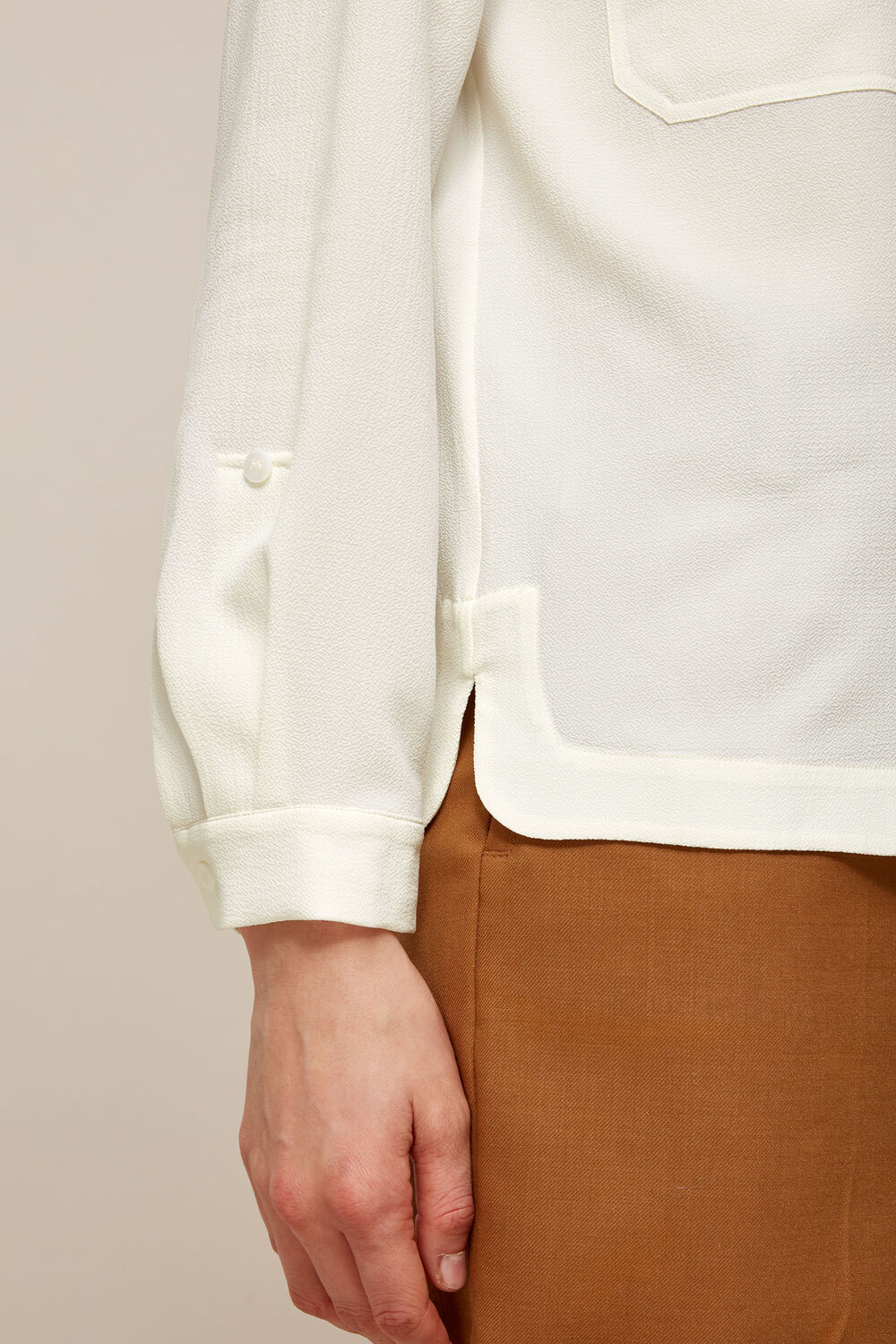 Textured Pocket Blouse Ivory