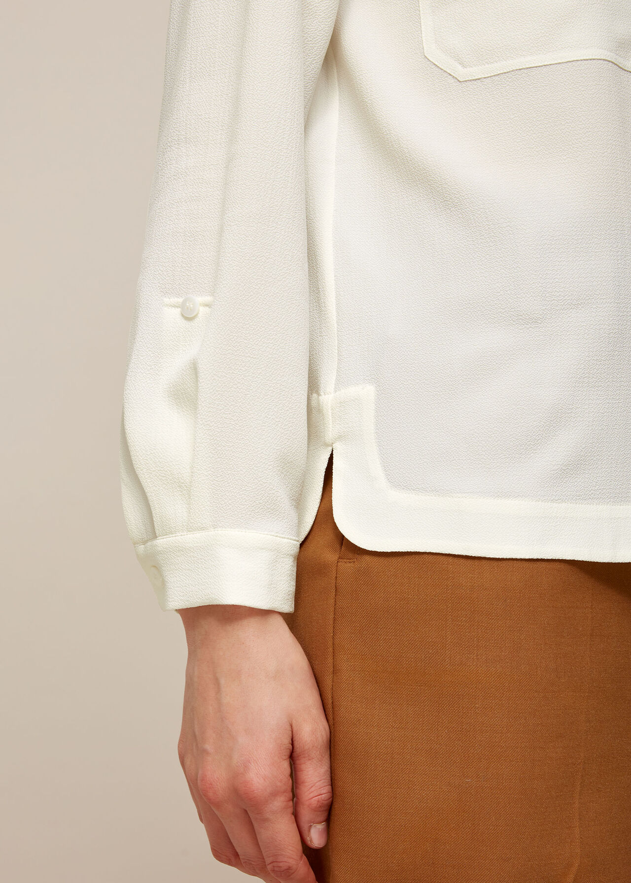 Textured Pocket Blouse Ivory