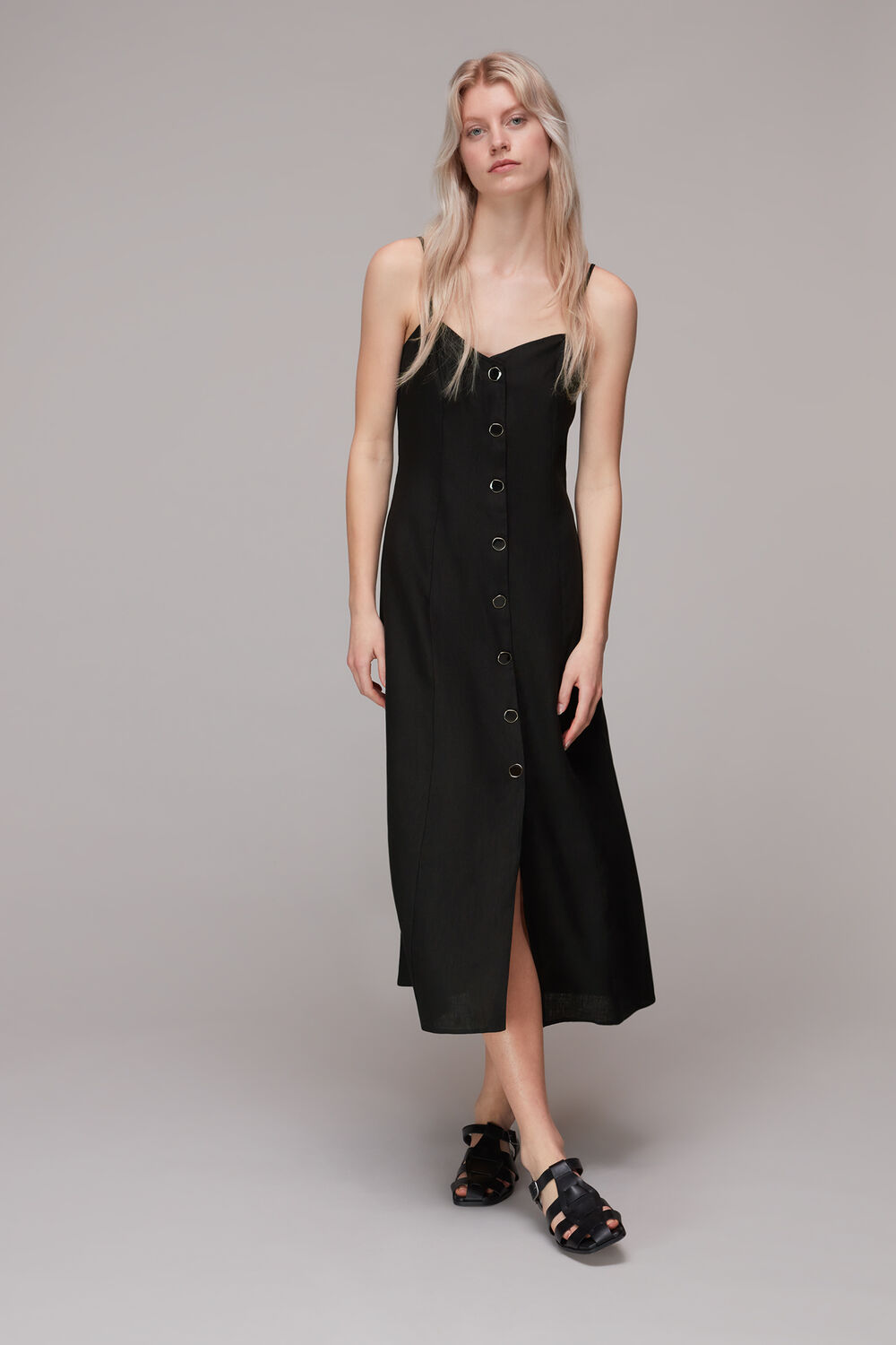 Ava Button Linen Mix Dress