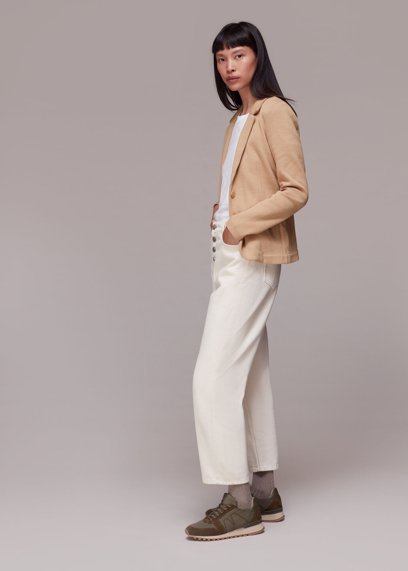 Camel Slim Jersey Jacket WHISTLES Whistles UK