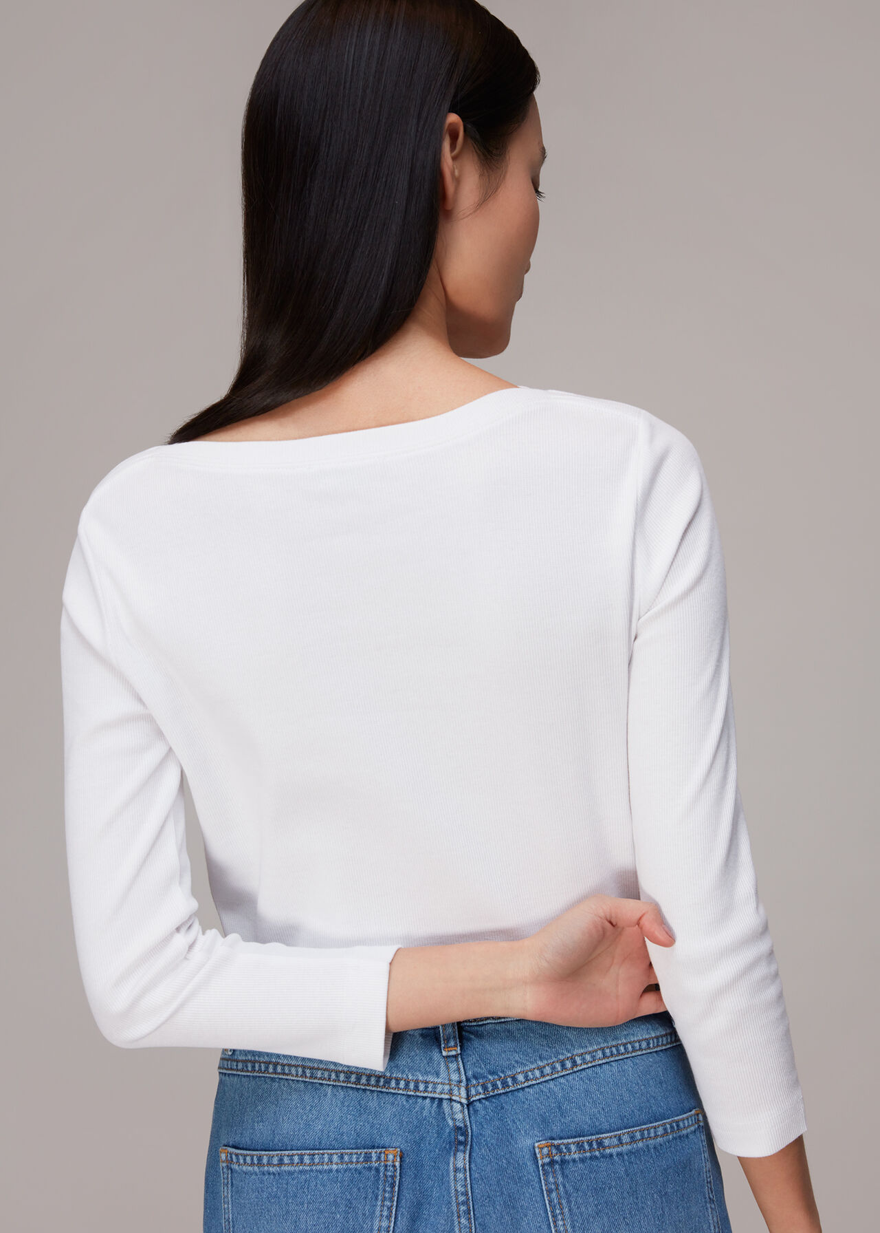 Boat Neck Ribbed Jersey Top