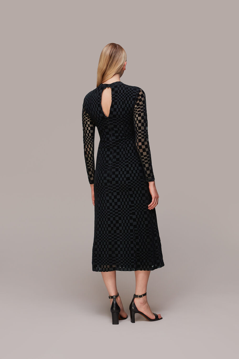 Black Illusion Checked Mesh Dress