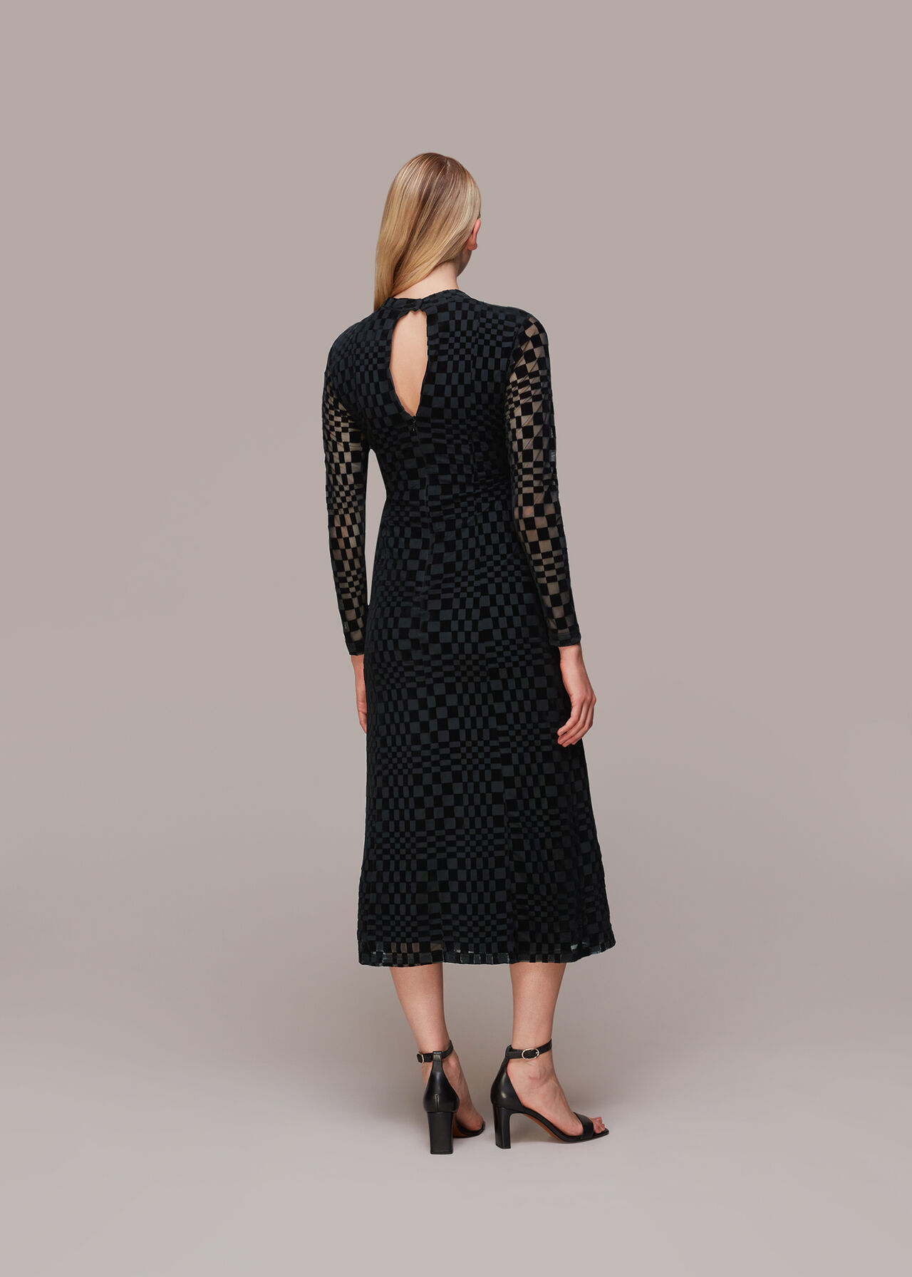 Illusion Checked Mesh Dress