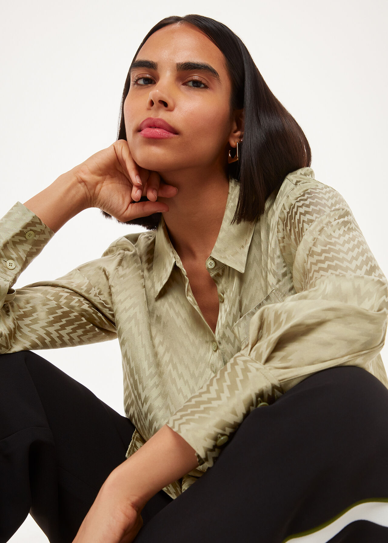 Jacquard Zig Zag Print Shirt