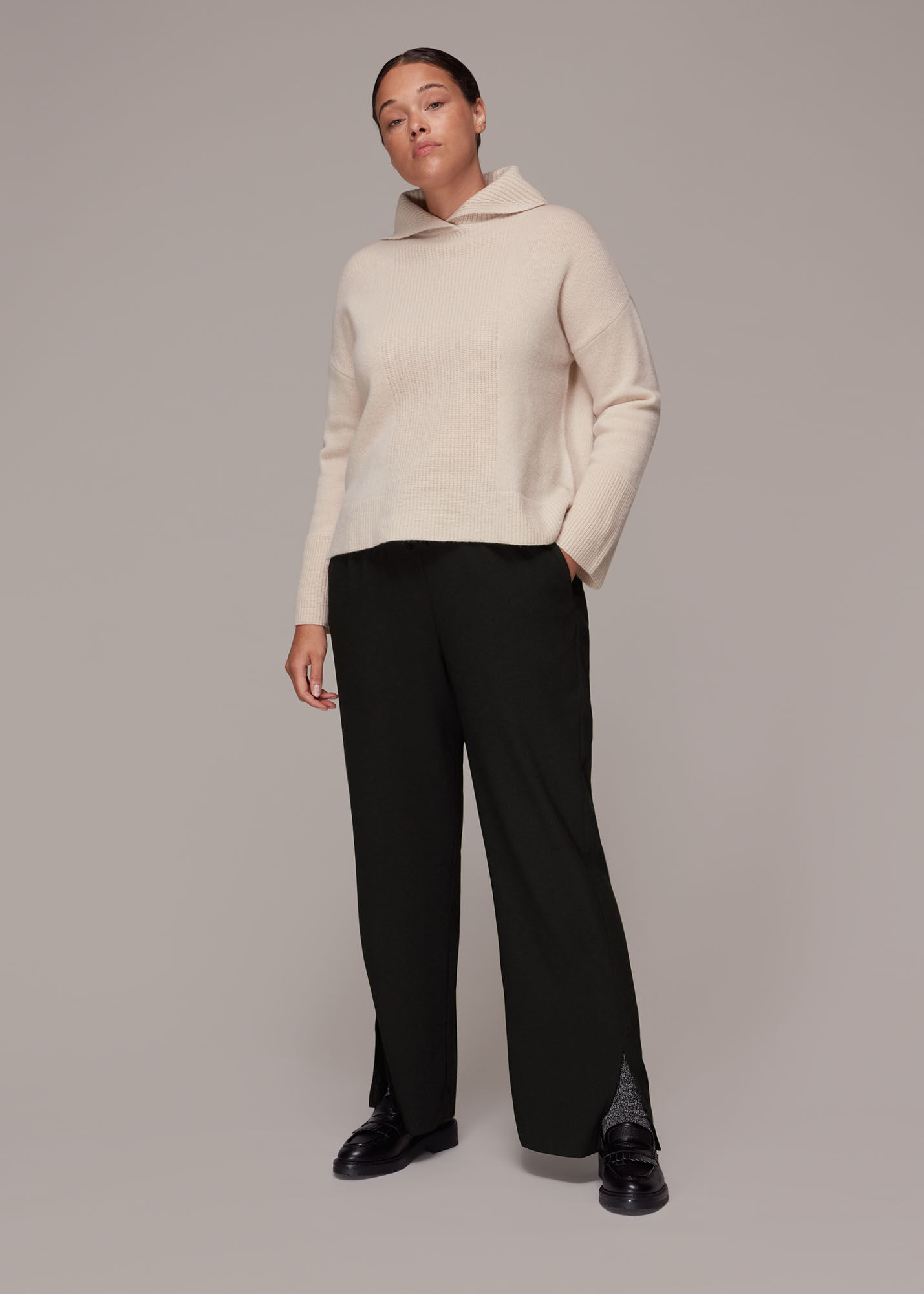 Black split trousers hot sale