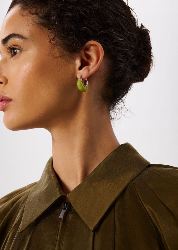 Green Curved Earring