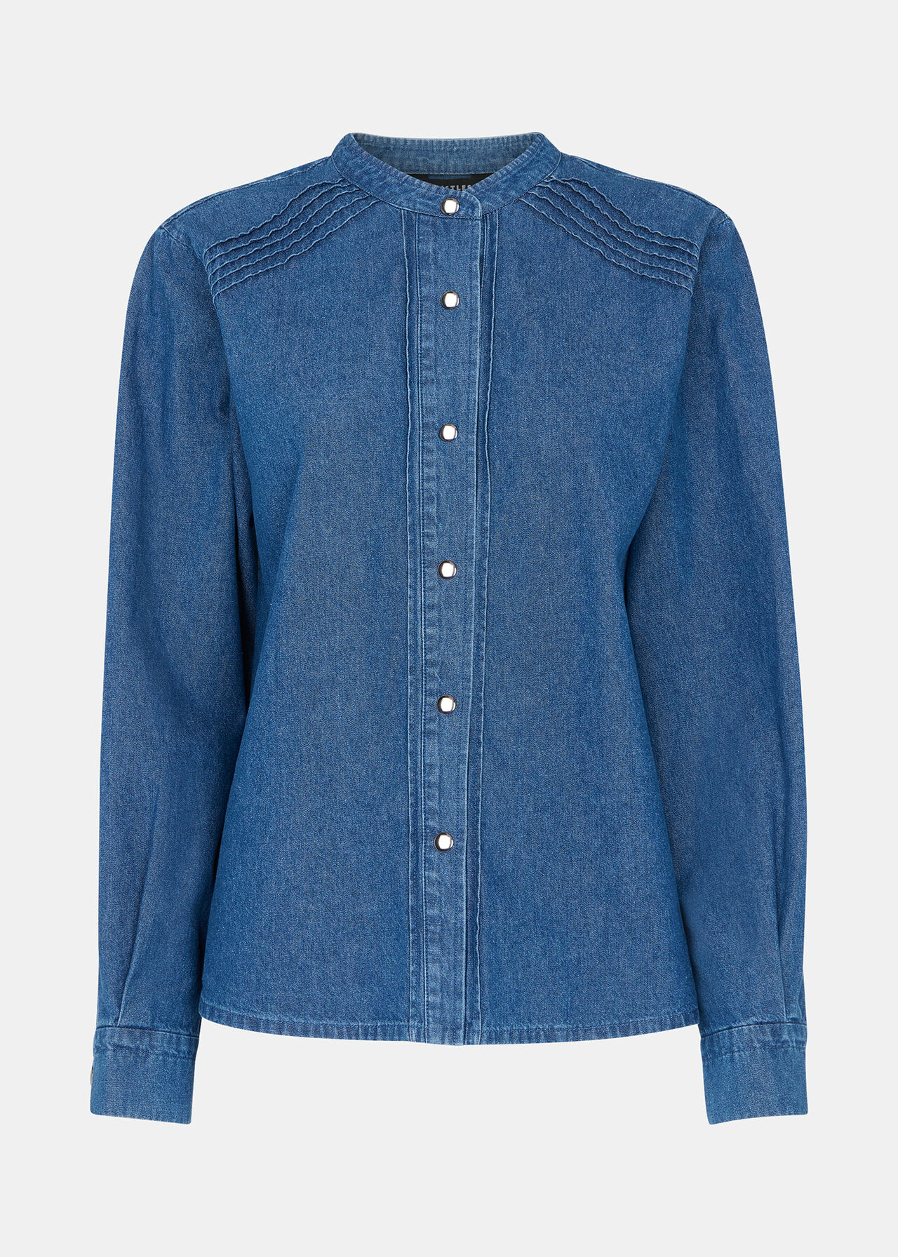 Pintuck Detail Denim Shirt