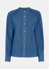 Pintuck Detail Denim Shirt