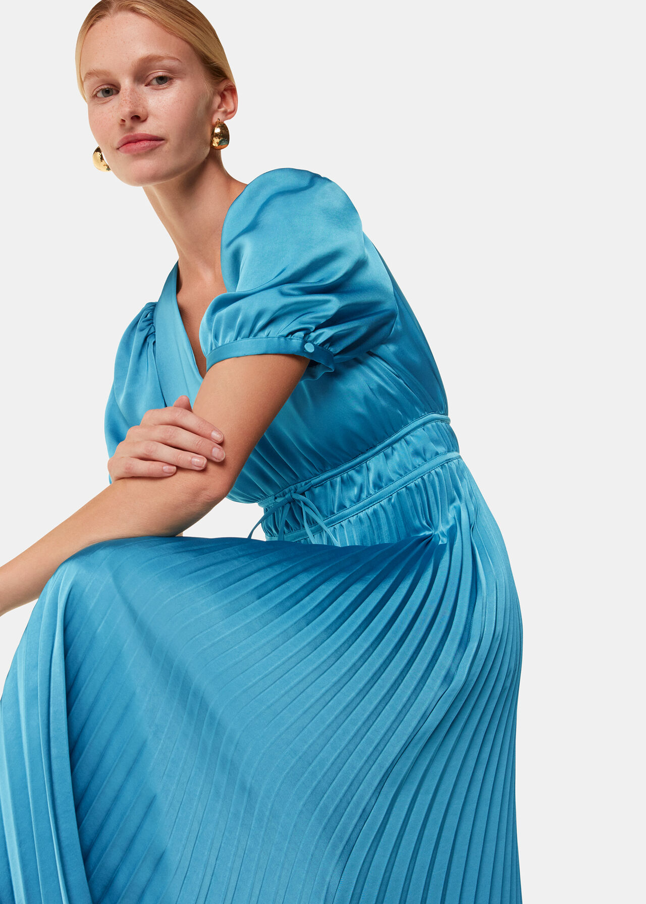 Delilah Satin Pleat Dress