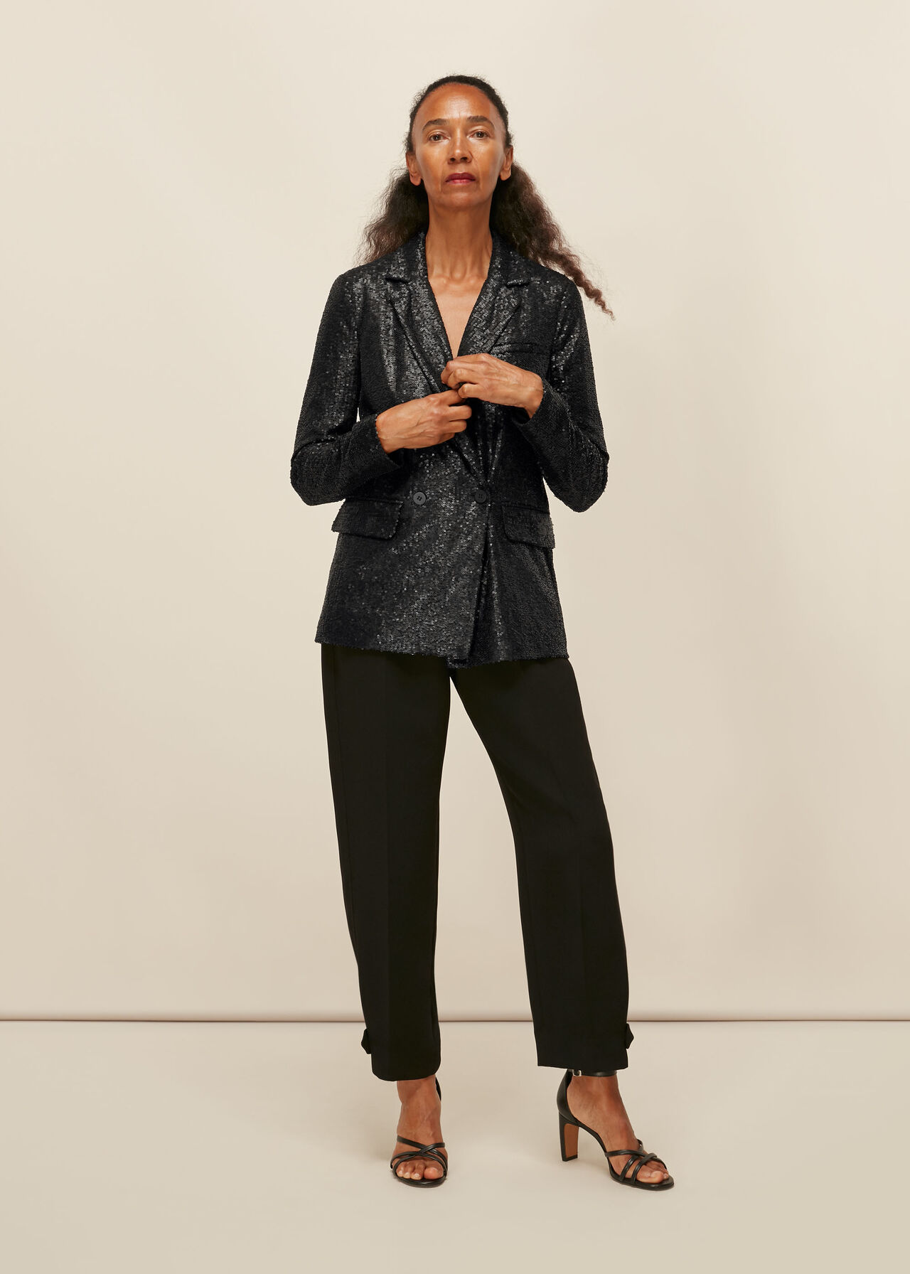 Sequin Double Breasted Blazer