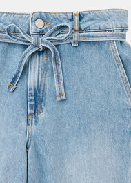 Tie Waist Barrel Leg Jean