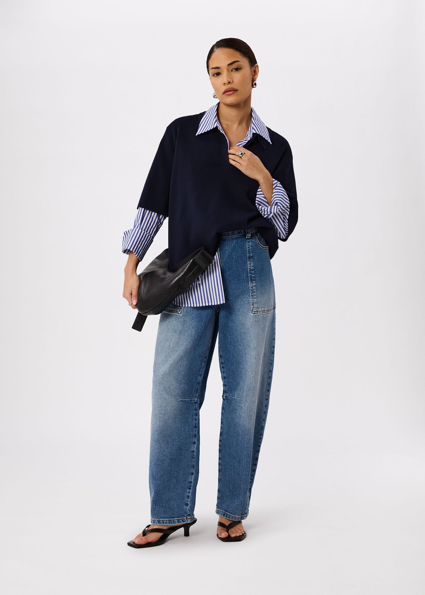 Denim Petite Elasticated Waist Barrel Jean | WHISTLES | Whistles US |