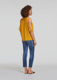 Split Shoulder Fine Knit Tee Yellow