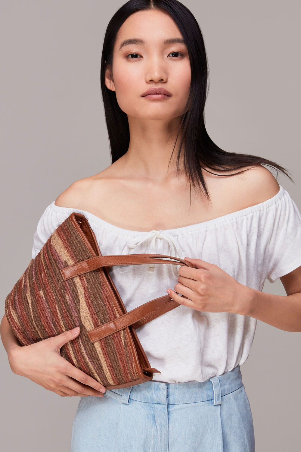 Drawstring Linen Bardot Top