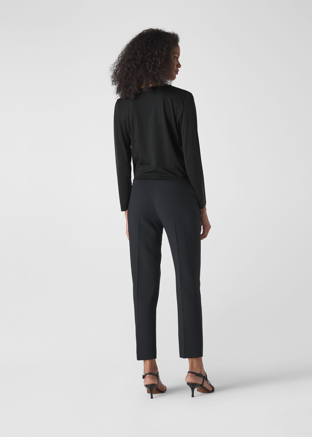Cupro Button Tie Front Top Black