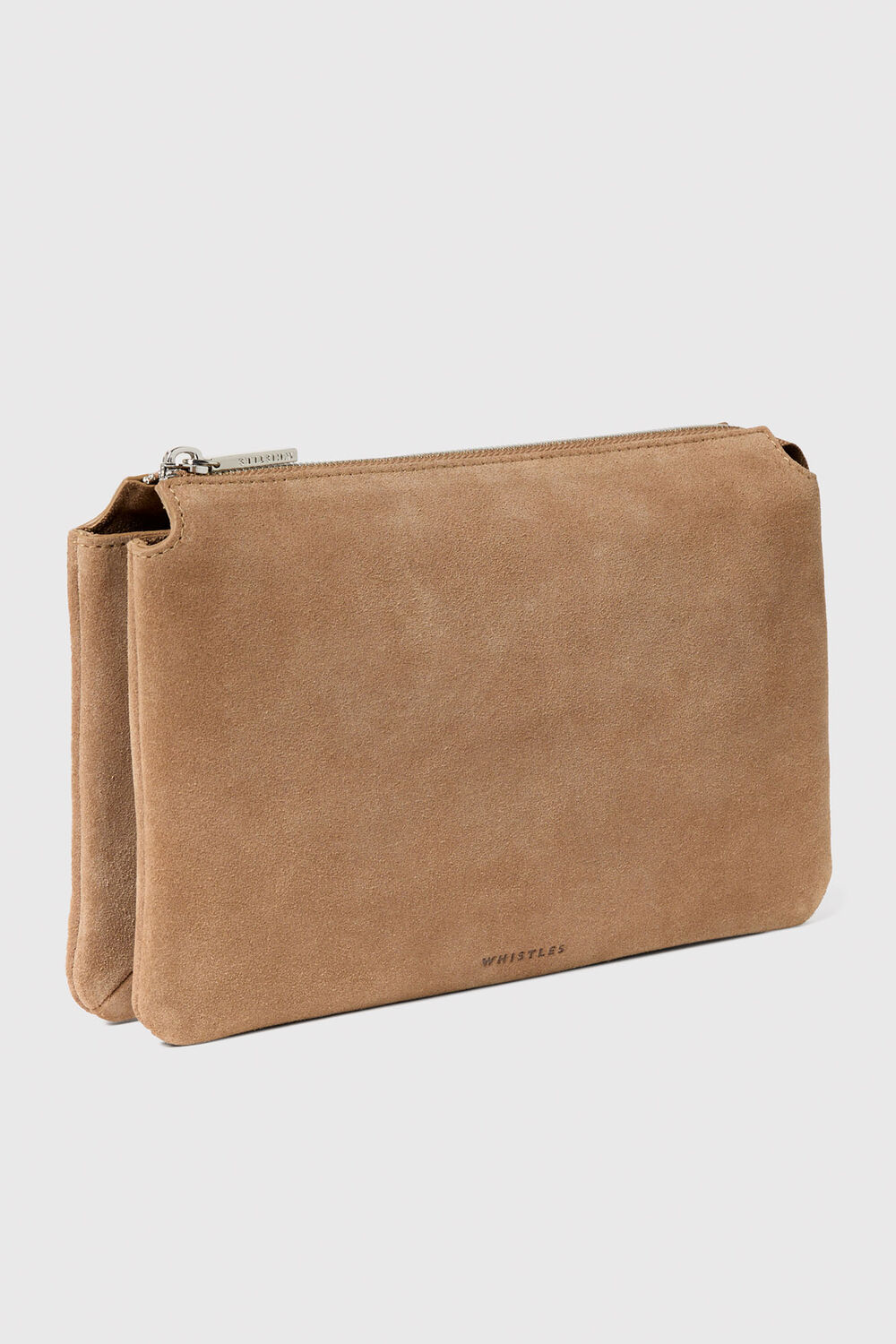 Taupe Elita Suede Pouch Clutch