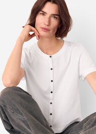 Round Neck Button Up Tee