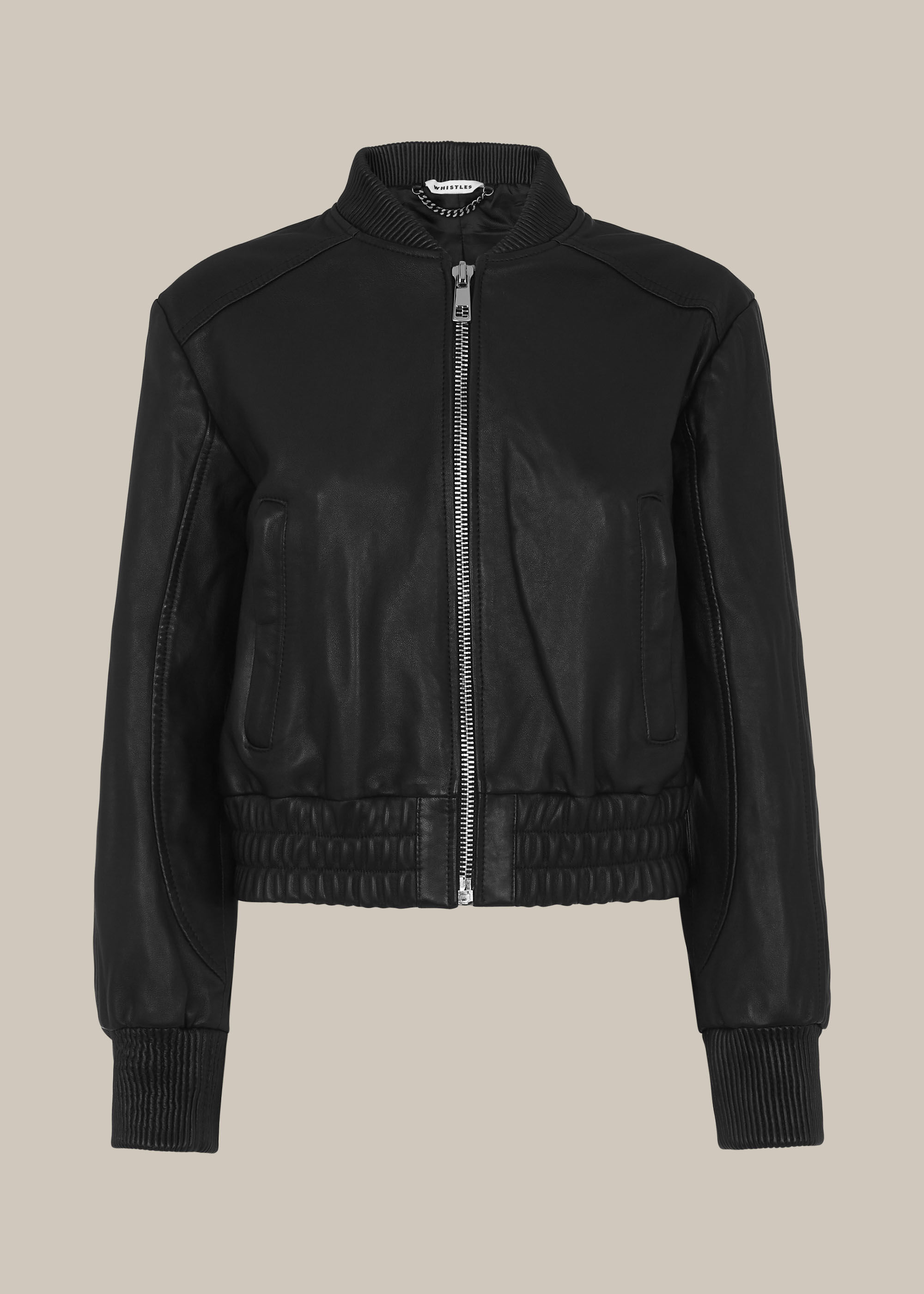 Black Cropped Bomber Jacket WHISTLES Whistles UK