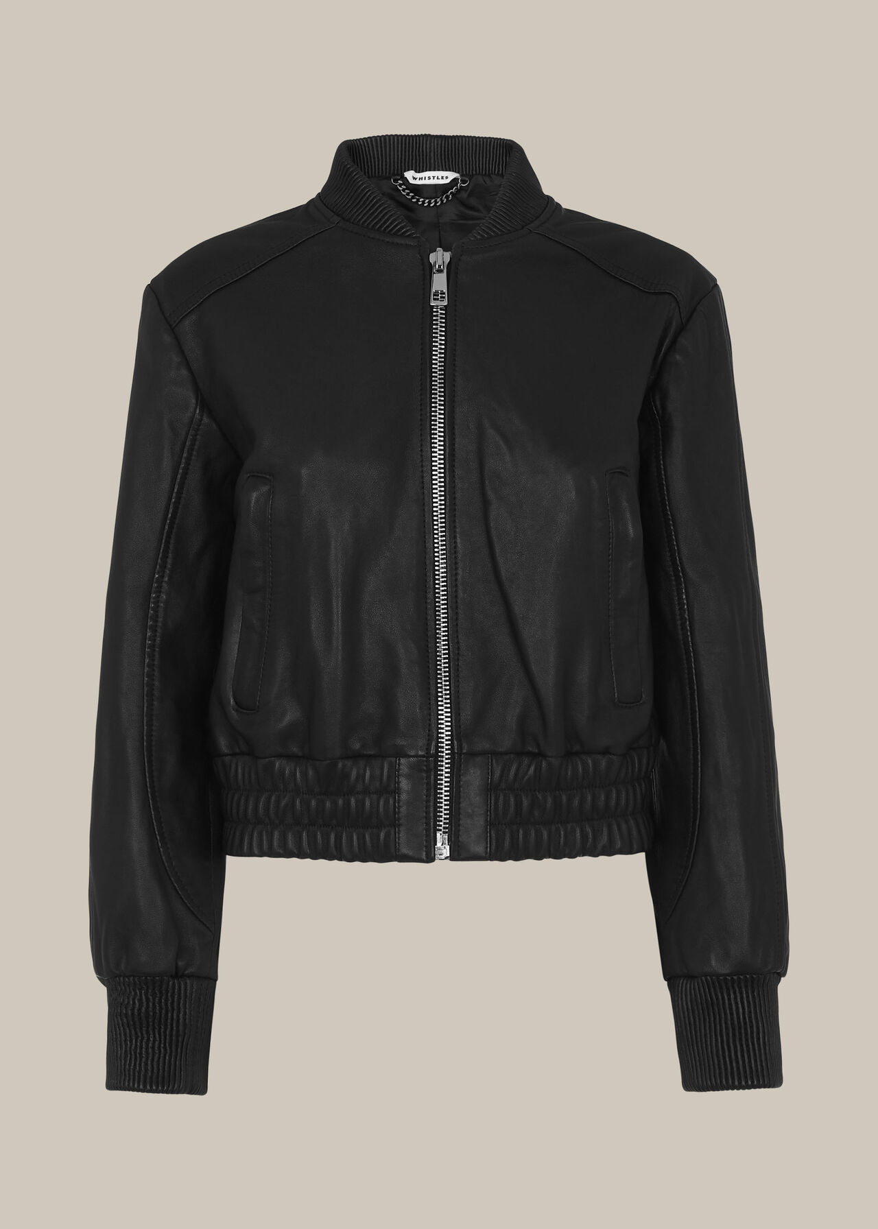 Black Cropped Bomber Jacket, WHISTLES