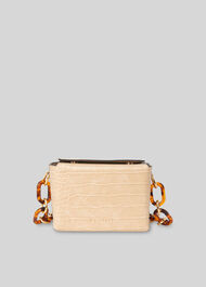 Bay Mini Croc Cube Bag Beige