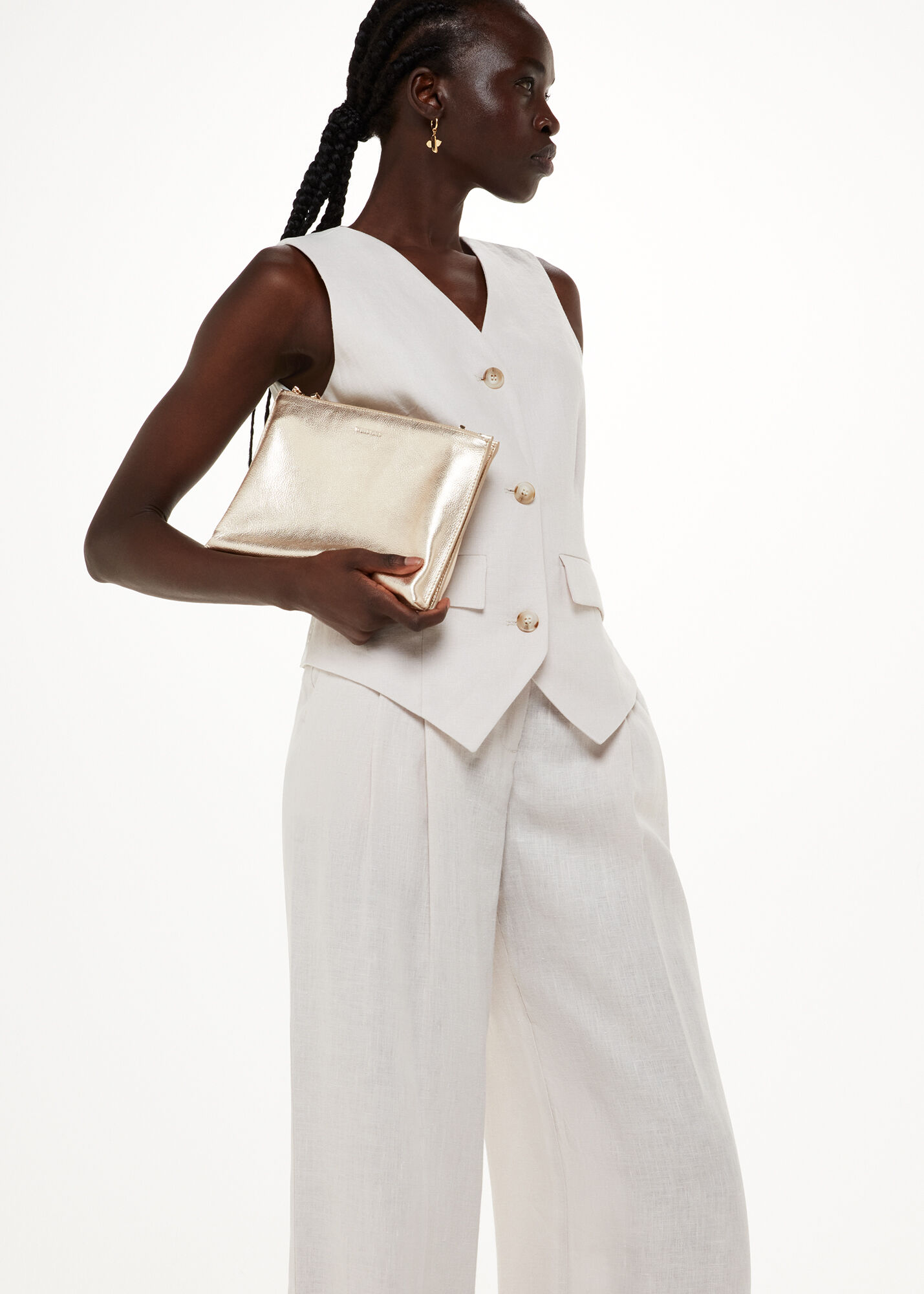 Gold/Multi Rae Flat Double Pouch Clutch WHISTLES