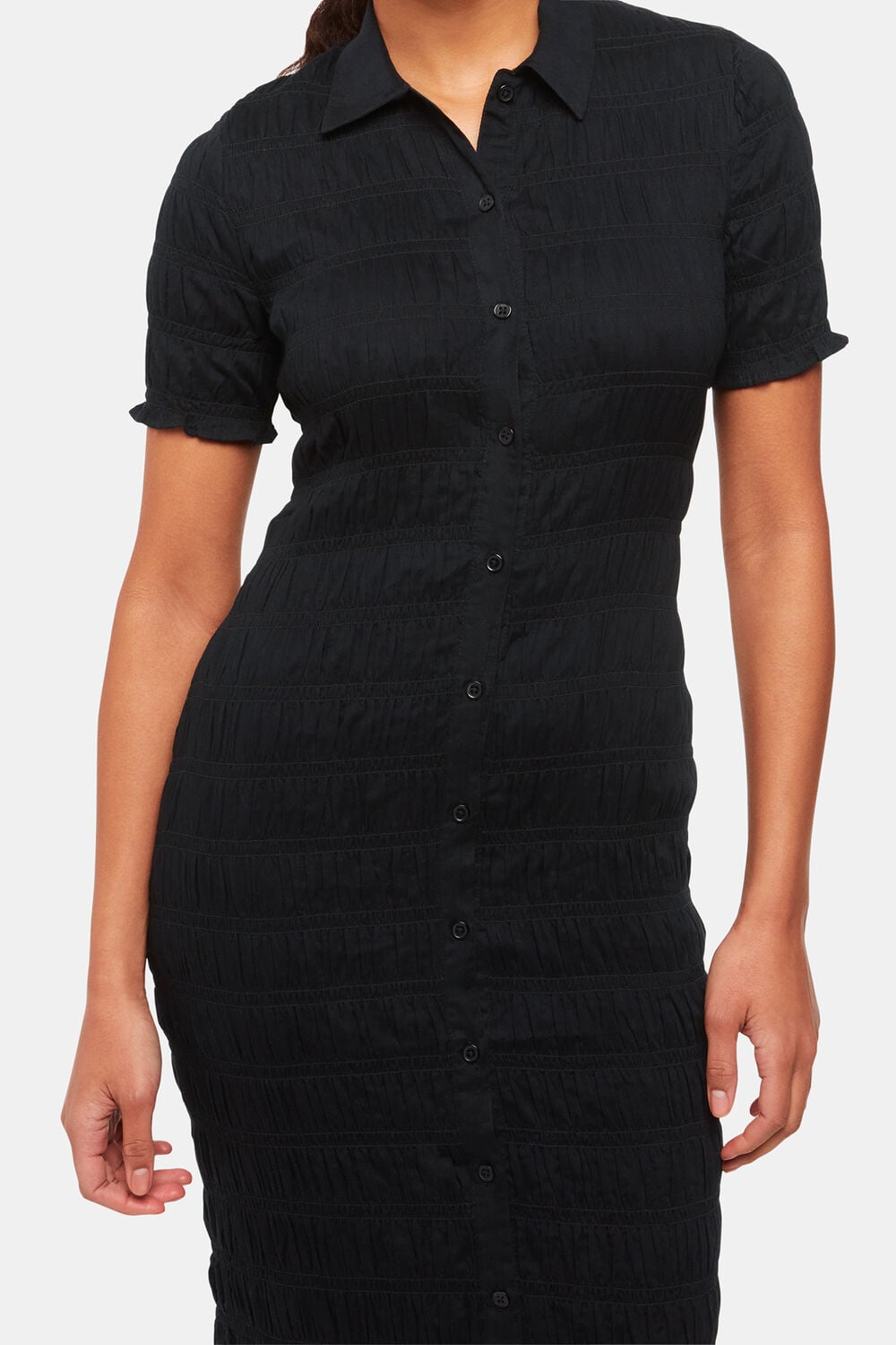 Monique Shirred Midi Dress