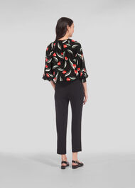 Tulip Print Bell Cuff Top Black/Multi