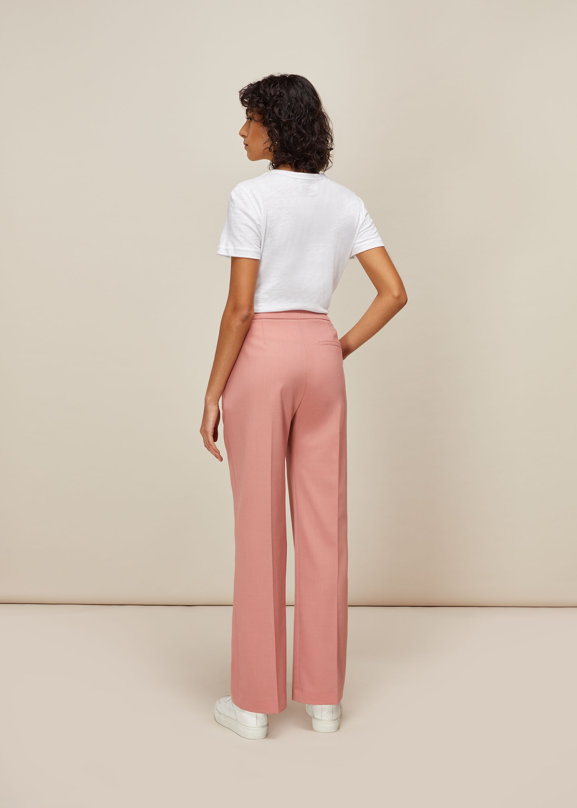 Pale pink cheap linen trousers