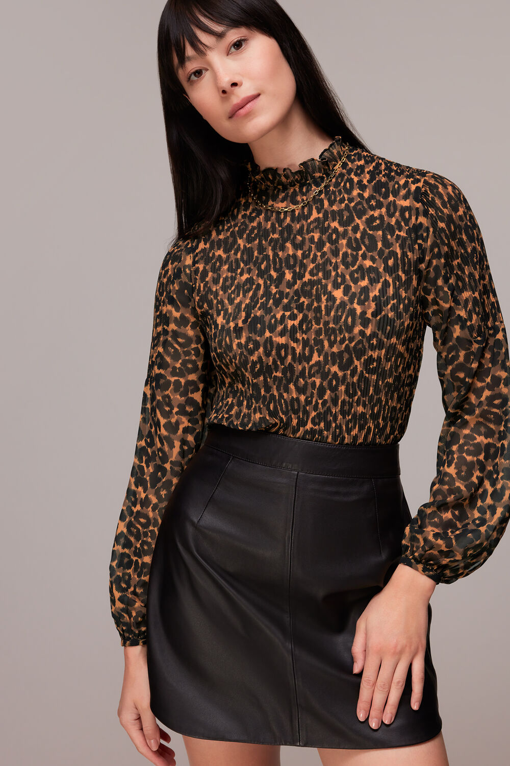 Classic Leopard Plisse Top