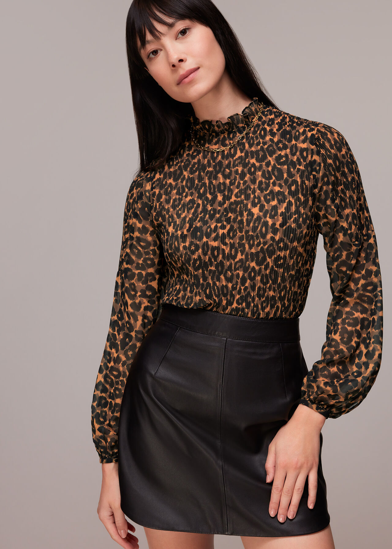 Classic Leopard Plisse Top