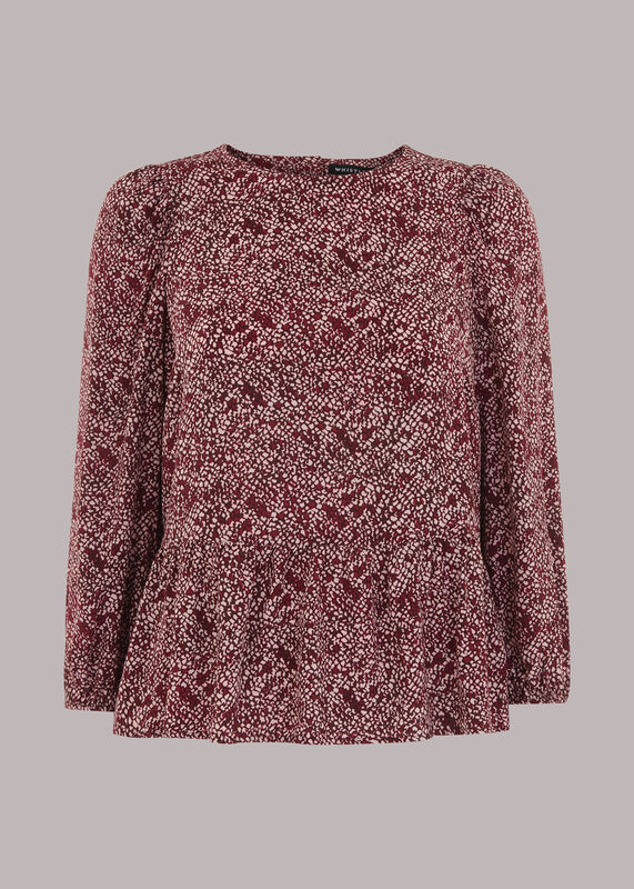 Pink Rough Weave Cut Out Peplum Top