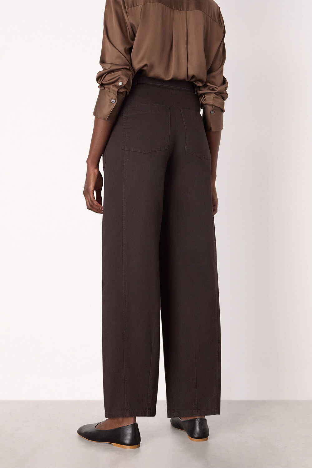 Brown Belted Cotton Barrel Trouser