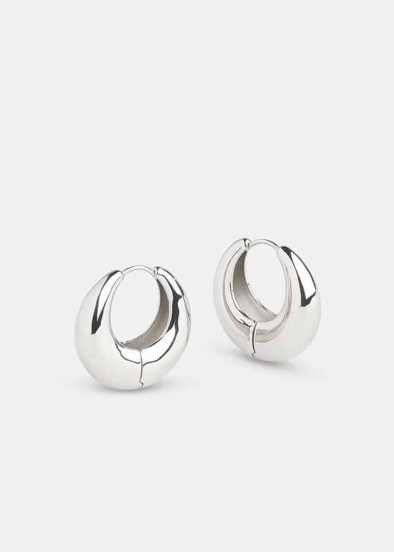 Silver Chunky Curved Earring