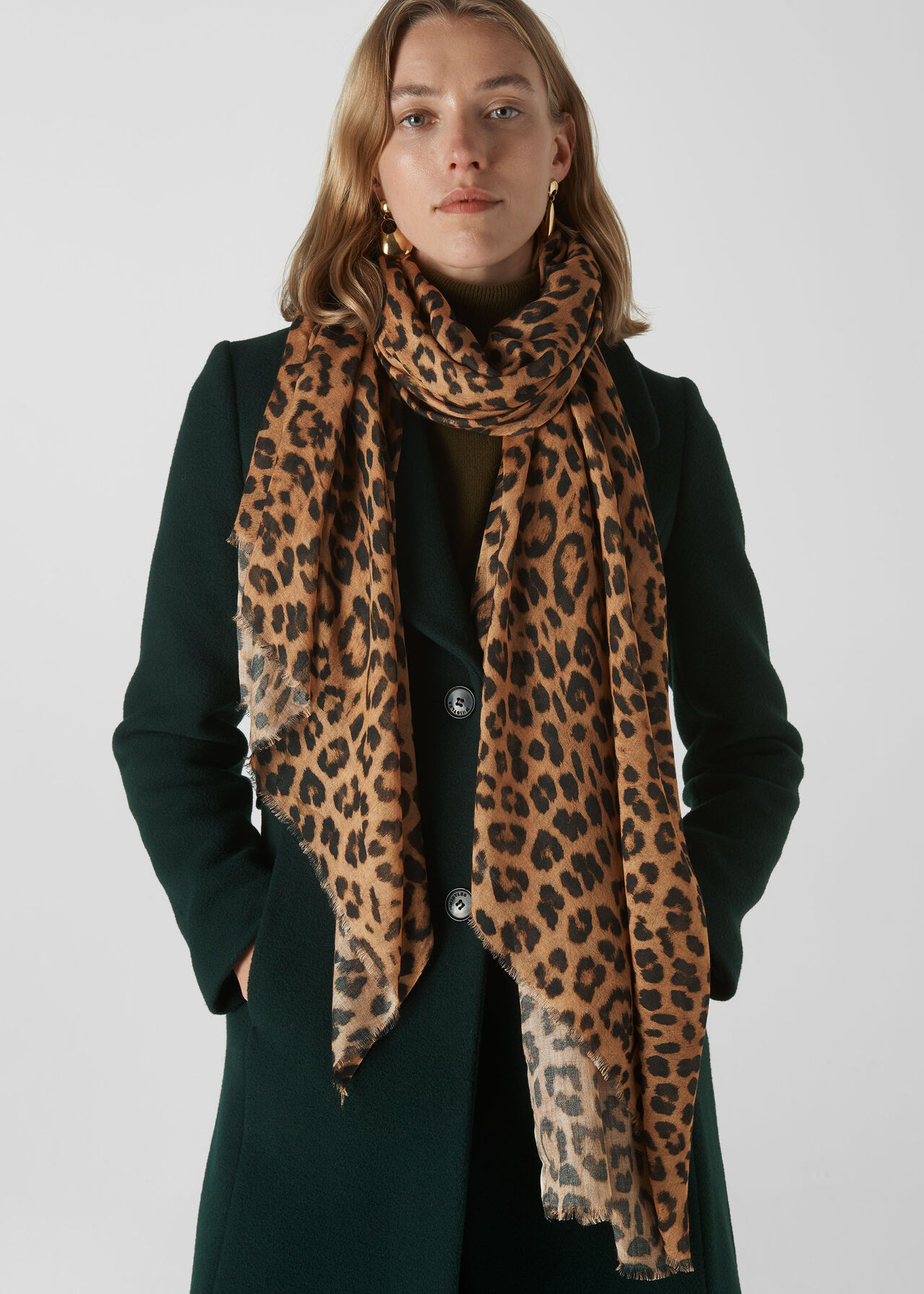 Beige Lily And Lionel Leopard Scarf | WHISTLES | Whistles
