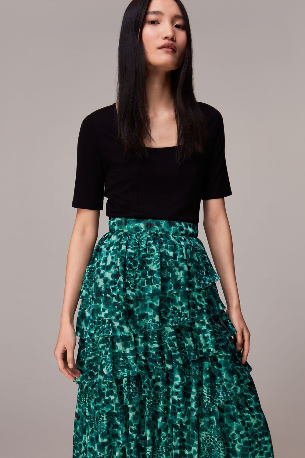 Green Watercolour Wildcat Skirt