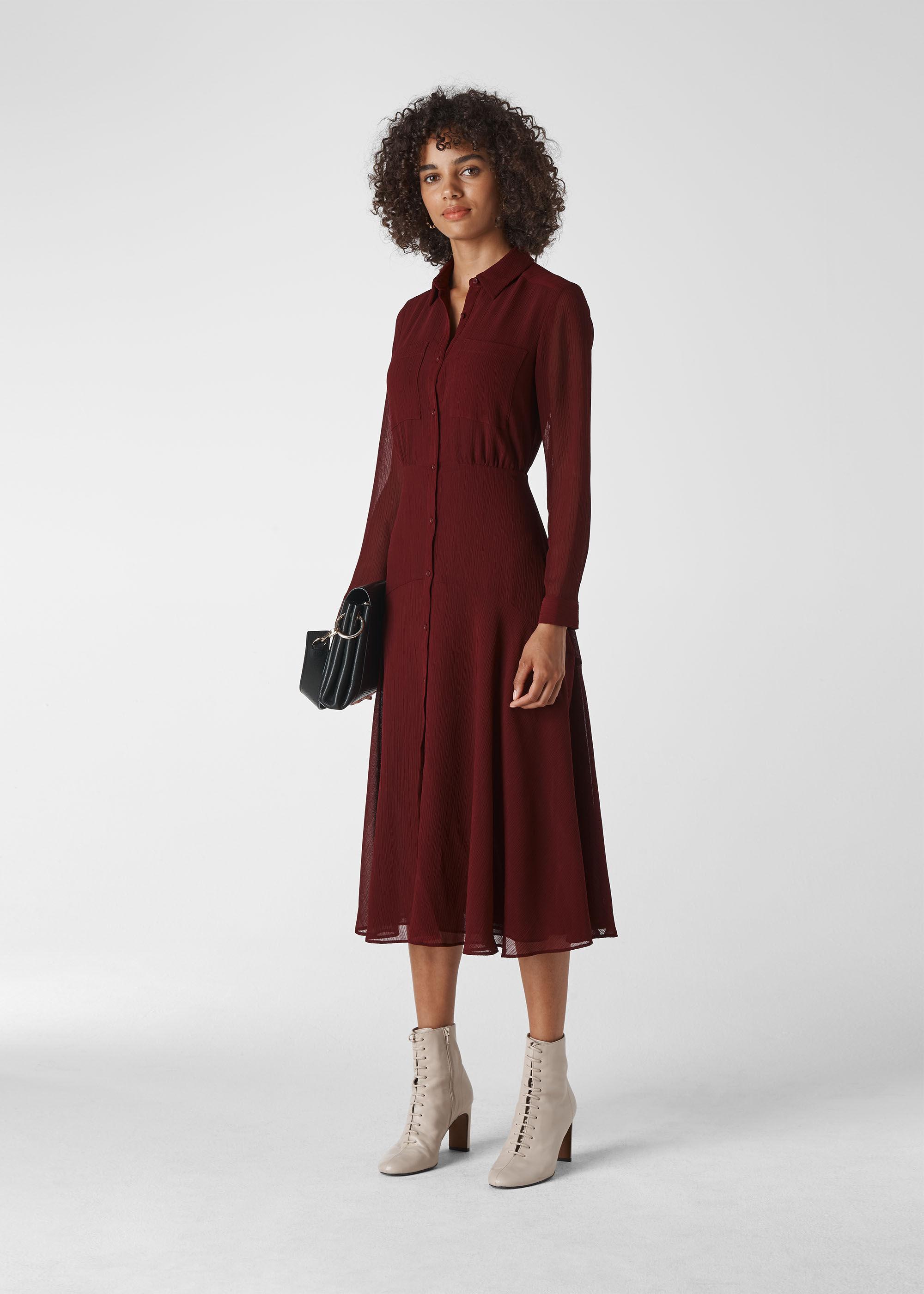 whistles burgundy spot dress