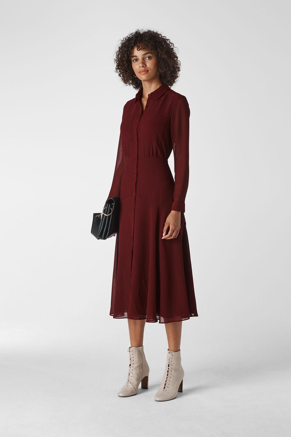 Carys Midi Shirt Dress Burgundy