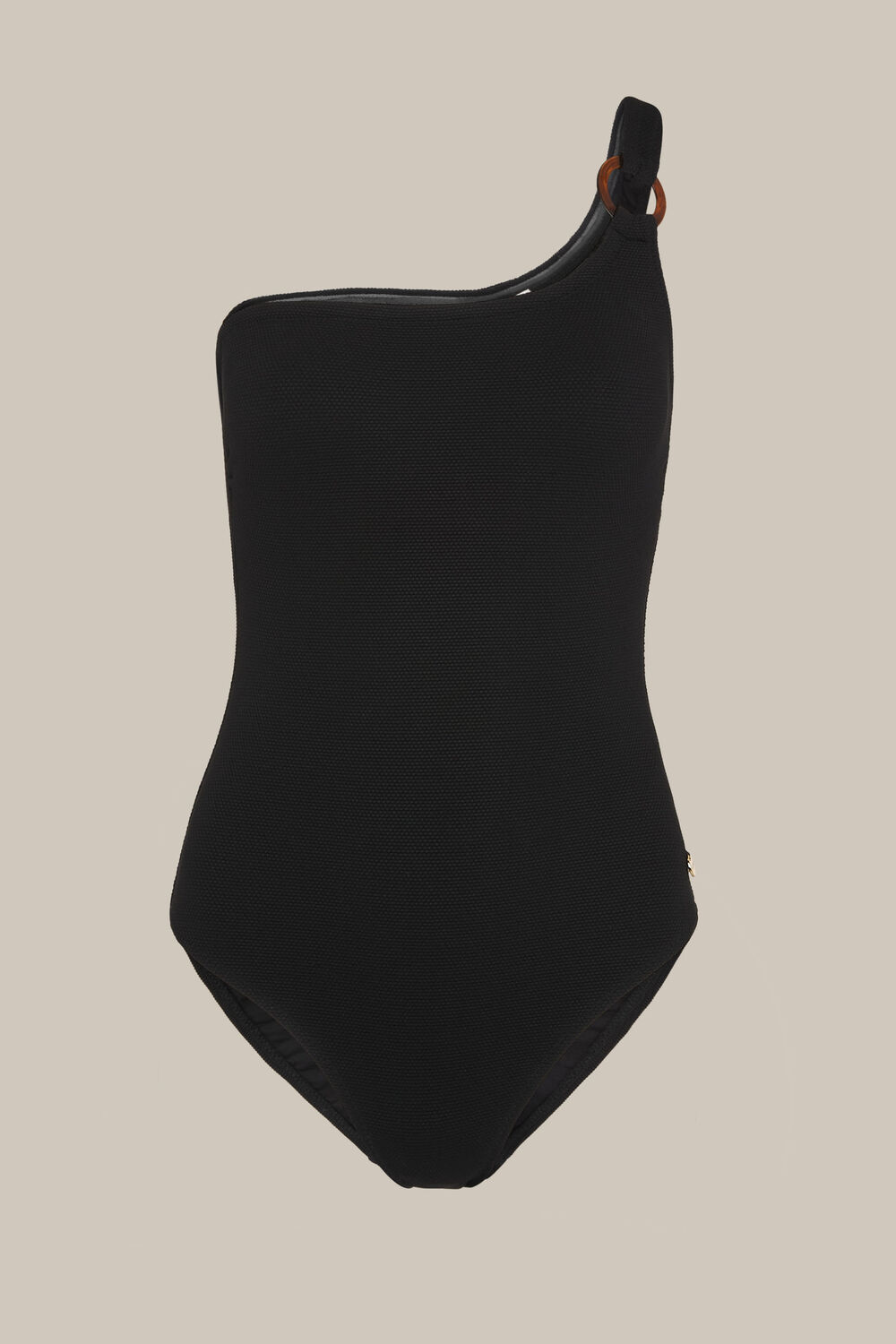 Tort Ring Textured Swimsuit Black