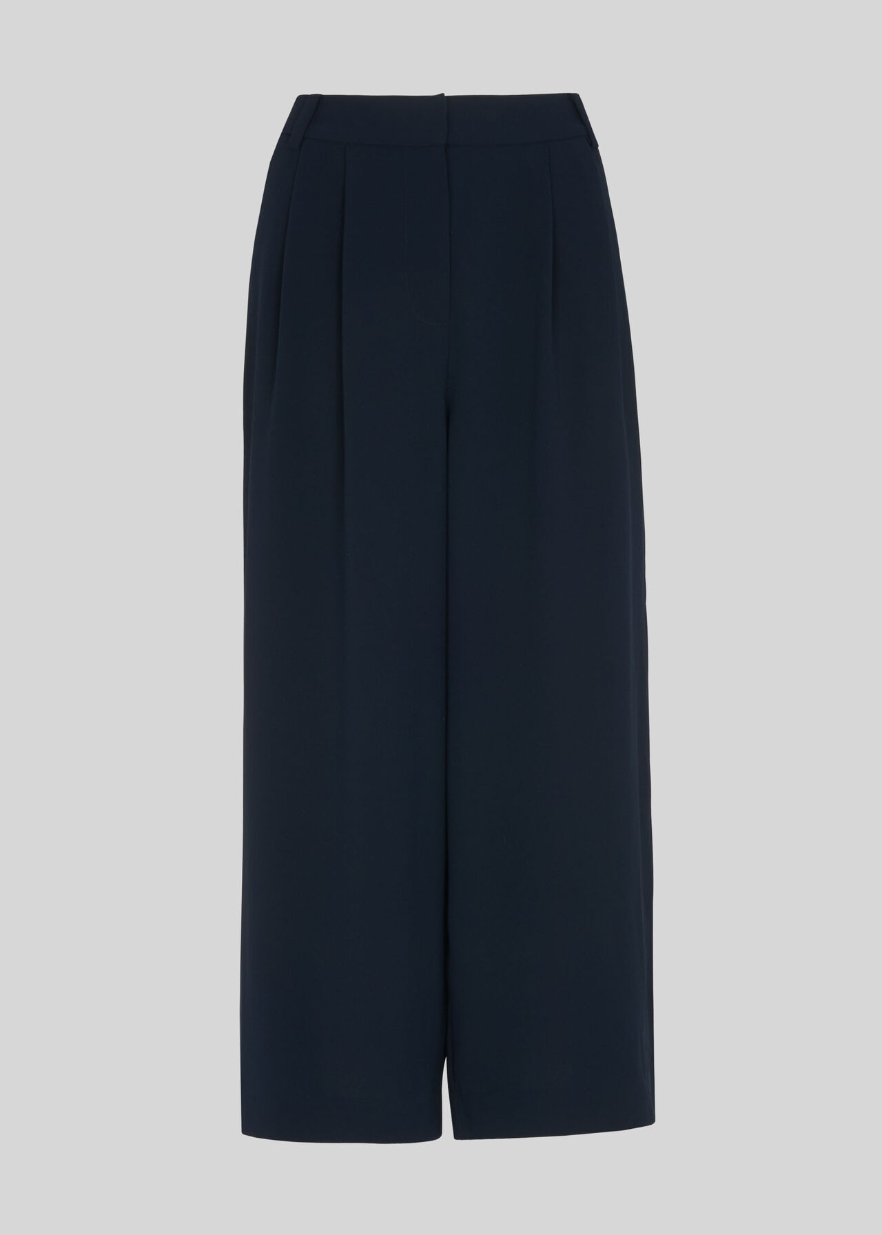 Pleat Crop Wide Leg Navy