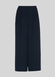 Pleat Crop Wide Leg Navy