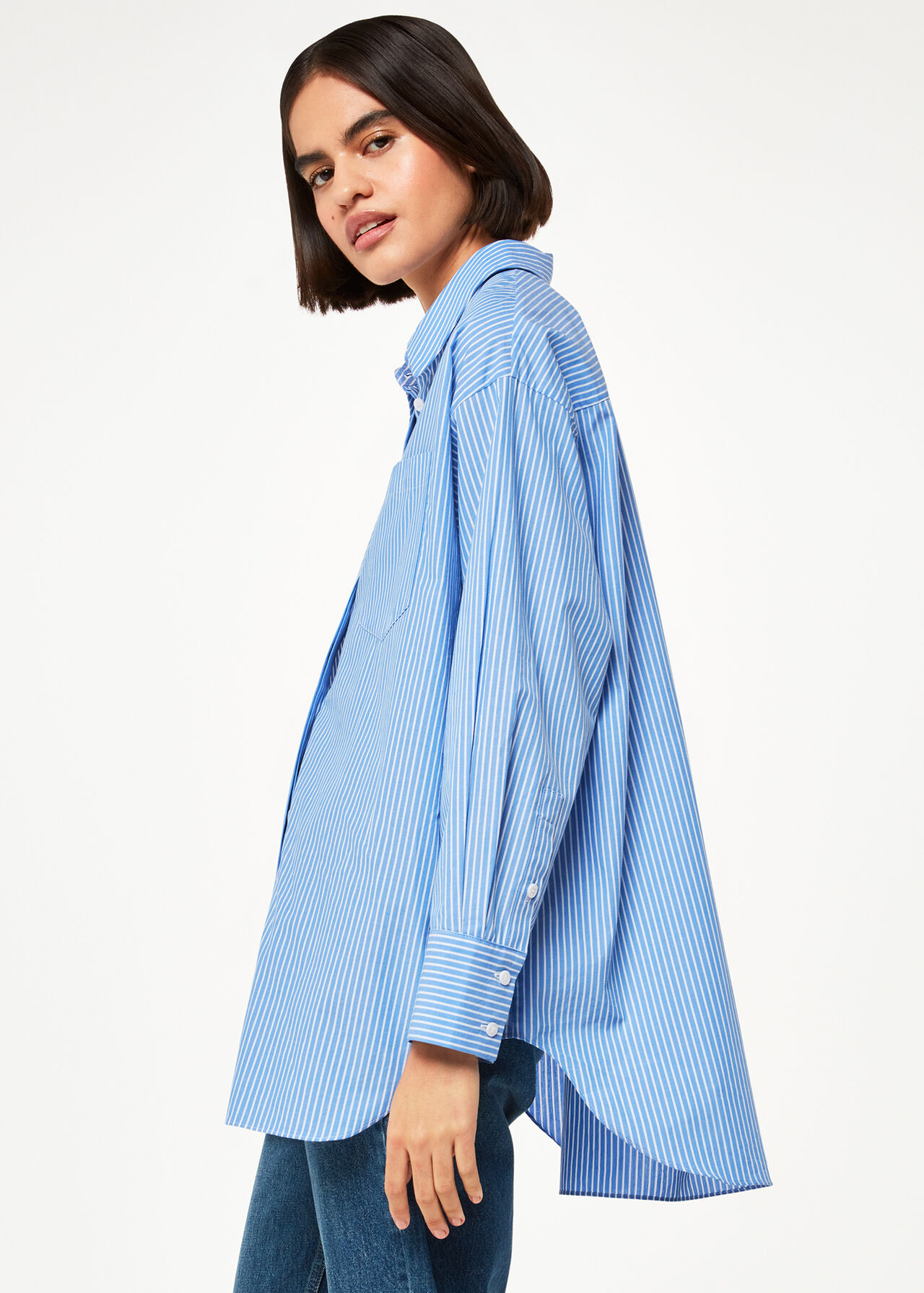 Blue & White Oversized Striped Shirt | Shop Now at Whistles |