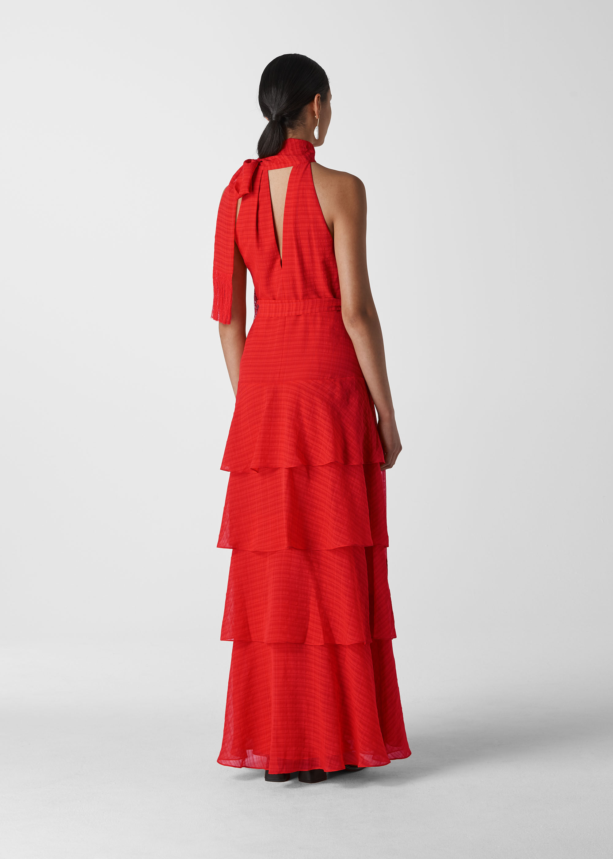 Red tiered maxi dress top