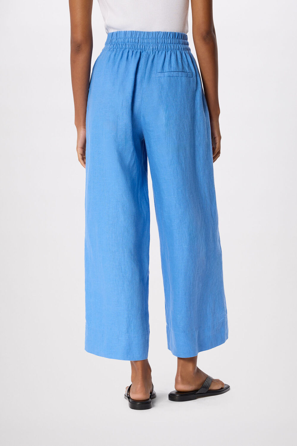 Elasticated Linen Crop Trouser