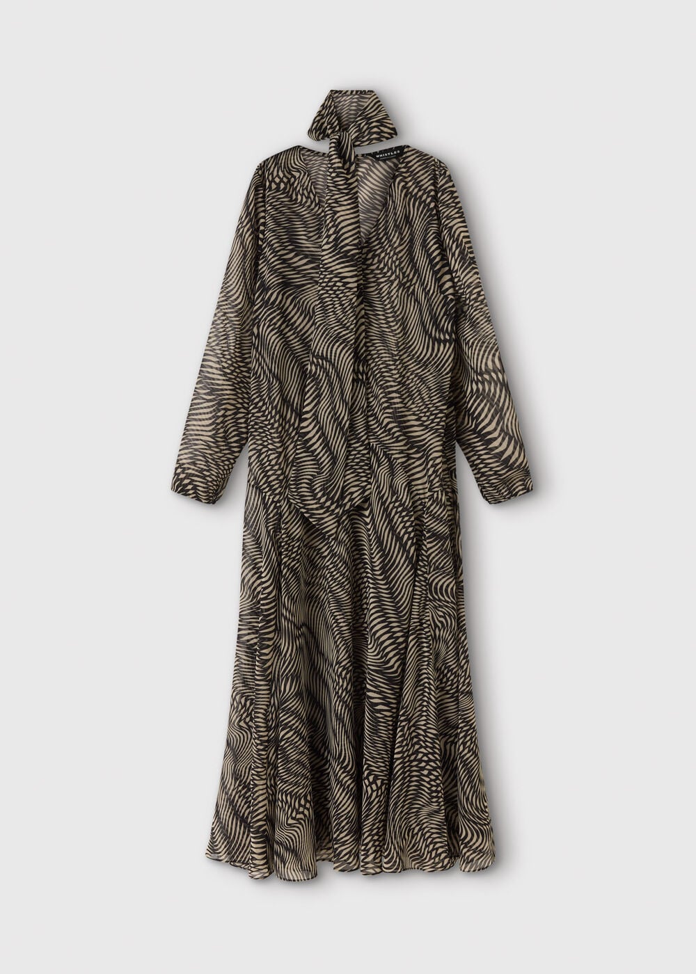 Black Geo V Neck Scarf Midi Dress