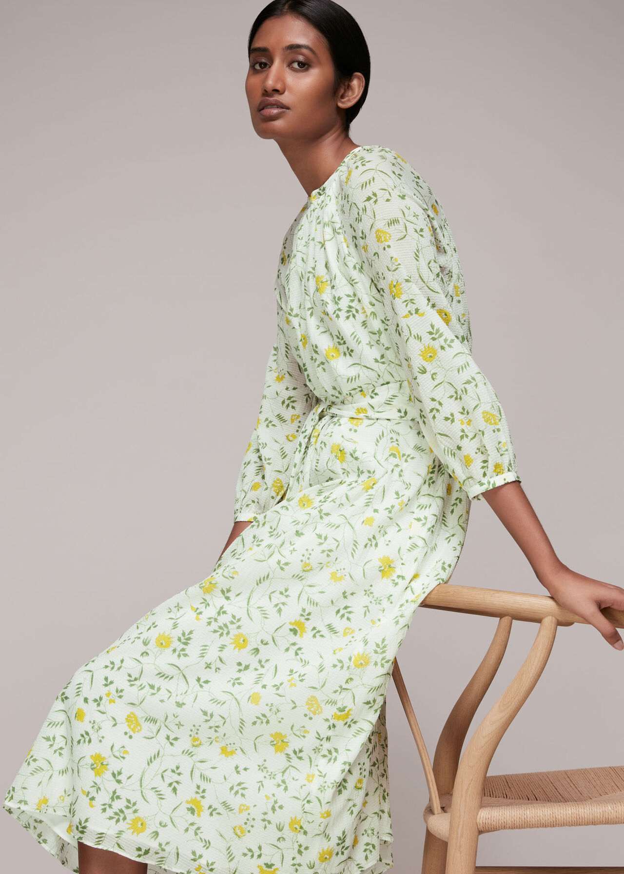 Multicolour Savannah Floral Silk Mix Dress | WHISTLES | Whistles UK