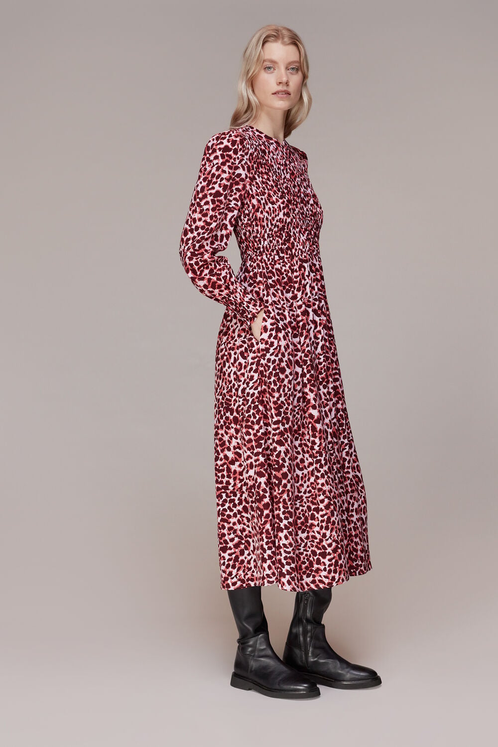 Pink Abstract Cheetah Print Dress