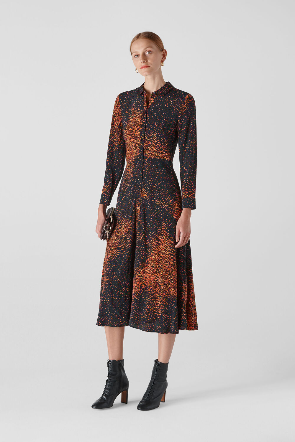 Scattered Bloom Shirt Dress Orange/Multi